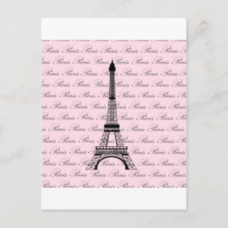 Postal Torre Eiffel París Rosa y Negra