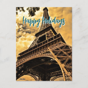 Postal Torre Eiffel París Viaje Arte Retro Vintage