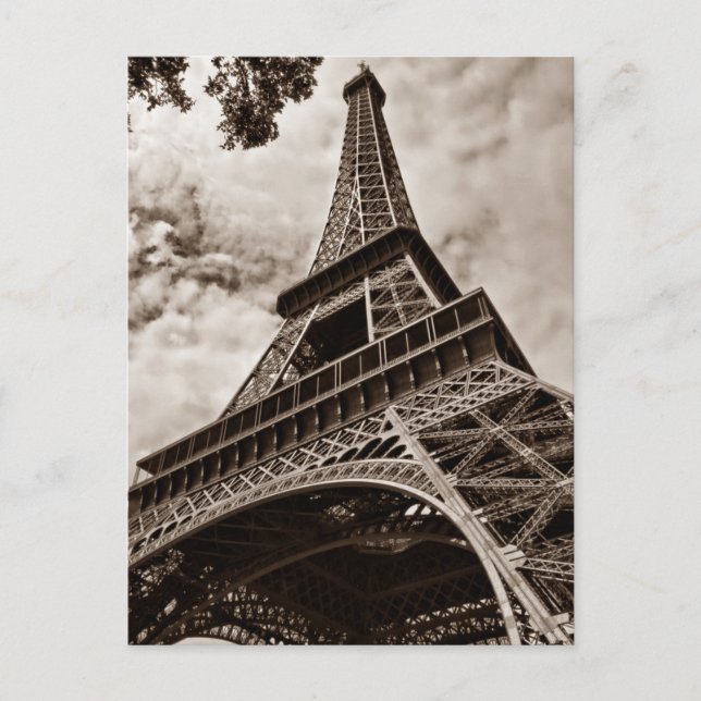 Postal Torre Eiffel Sepia desde abajo - París (Anverso)