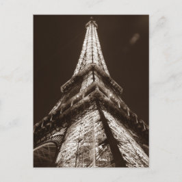 Postal Torre Eiffel Sepia Romance Noche de París Francia