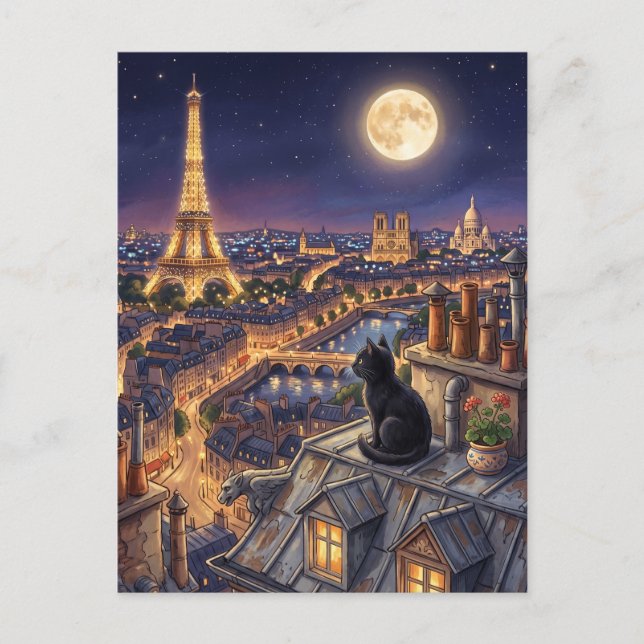 Postal Torre Eiffel Tejados París Francia (Anverso)