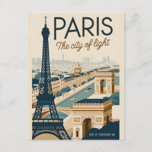 Postal Torre Eiffel Vintage París Francia Viaje Retro