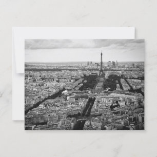 Postal Torre Eiffel y parque en París en blanco negro
