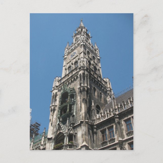 Postal Torre Glockenspiel - Múnich, Alemania (Anverso)