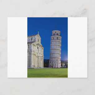 Postal Torre inclinada de Pisa de noche