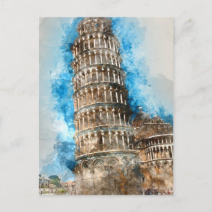 Postal Torre inclinada de Pisa en Italia