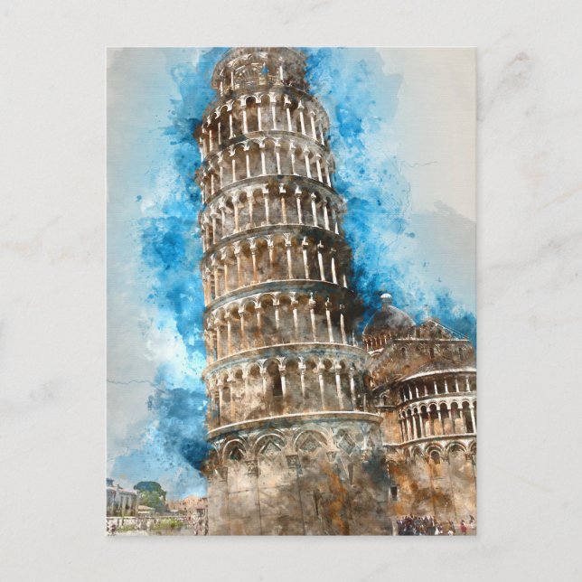 Postal Torre inclinada de Pisa en Italia (Anverso)