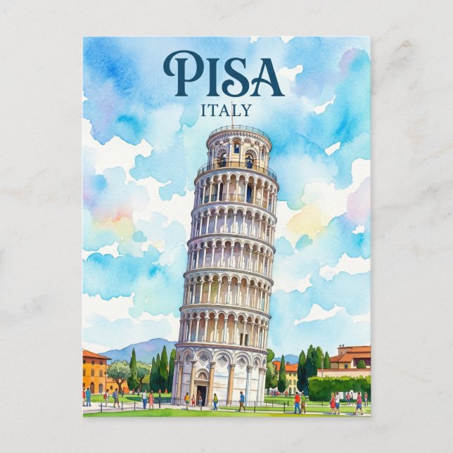 Postal Torre inclinada de Pisa Italia (Anverso)