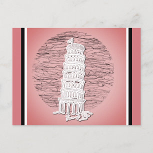 Postal Torre inclinada de Pisa Italia Viaje rosa