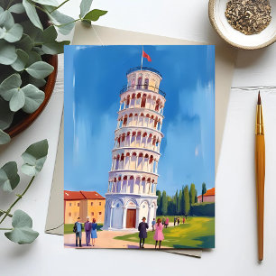 Postal Torre inclinada de Pisa Pintura italiana