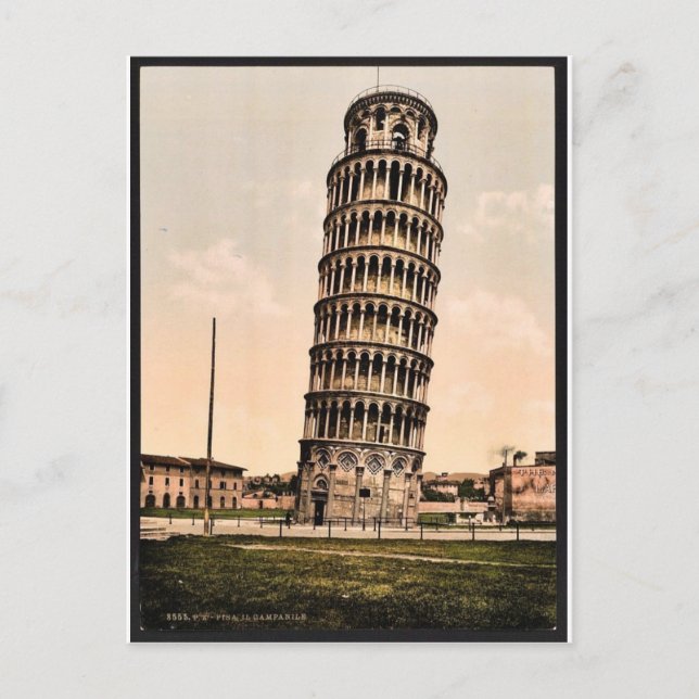 Postal Torre inclinada, Pisa, Fotografía clásica italiana (Anverso)