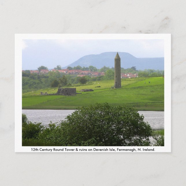 Postal Torre Monástica y Ruinas, Isla Devenish (Anverso)
