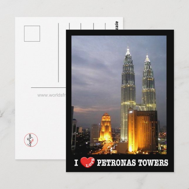 Postal Torre Petronas - Kuala Lumpur - Malasia - Amo (Anverso / Reverso)