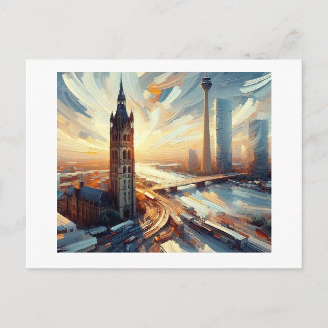 Postal Torre Rin con paisaje alemán, (Anverso)