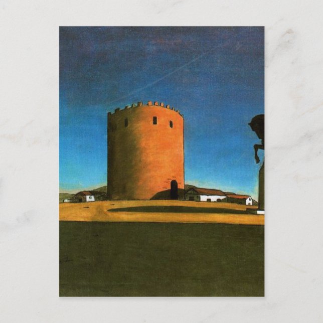 Postal Torre roja de Giorgio de Chirico 1913 (Anverso)