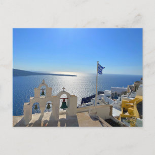 Postal Torre triple de campanas de Santorini Grecia Fotog