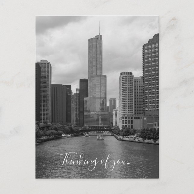 Postal Torre Trump Chicago Río Gris Pensando en ti (Anverso)