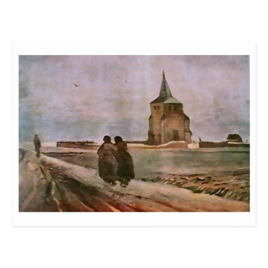 Postal Torre vieja de Nuenen, bella arte de Van Gogh