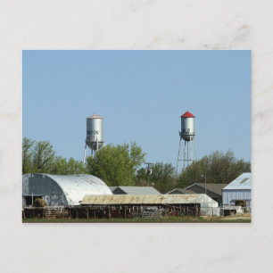 Postal Torres de agua caliente y fría en cantón, Kansas