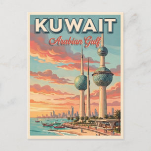 Postal Torres de Kuwait Golfo Arábigo Vintage Viajes