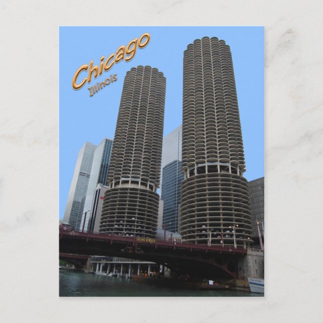 Postal Torres de la Marina de Chicago (Anverso)