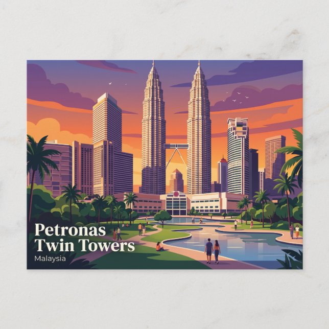 Postal Torres Gemelas Petronas Malasia (Anverso)