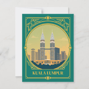 Postal Torres Petronas gemelas Art Deco de Kuala Lumpur V