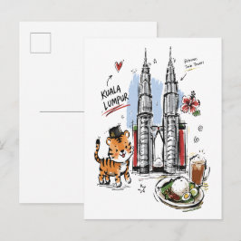 Postal Torres Petronas Lindas Kuala Lumpur Arte Doodle