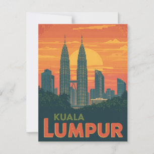 Postal Torres Petronas Retro Kuala Lumpur