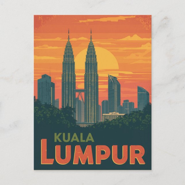 Postal Torres Petronas Retro Kuala Lumpur (Anverso)