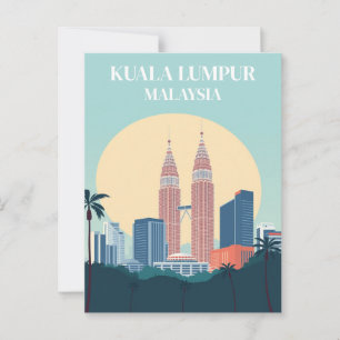 Postal Torres Retro Petronas de Malasia de Kuala Lumpur