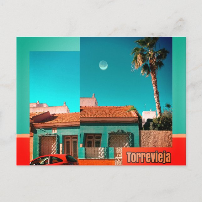 Postal Torrevieja, Alicante en Naranja y Turqoise (Anverso)