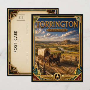 Postal Torrington Wyoming Arte Deco Vintage Edad Dorada