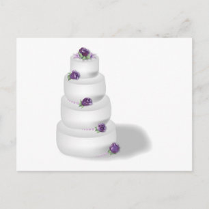 Postal Torta Boda de cuatro niveles con Rosas de Lavanda