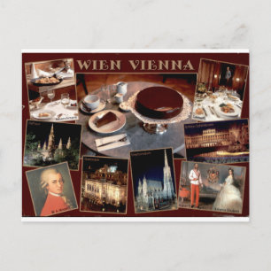 Postal Torta de café vintage de Viena y vistas múltiples 