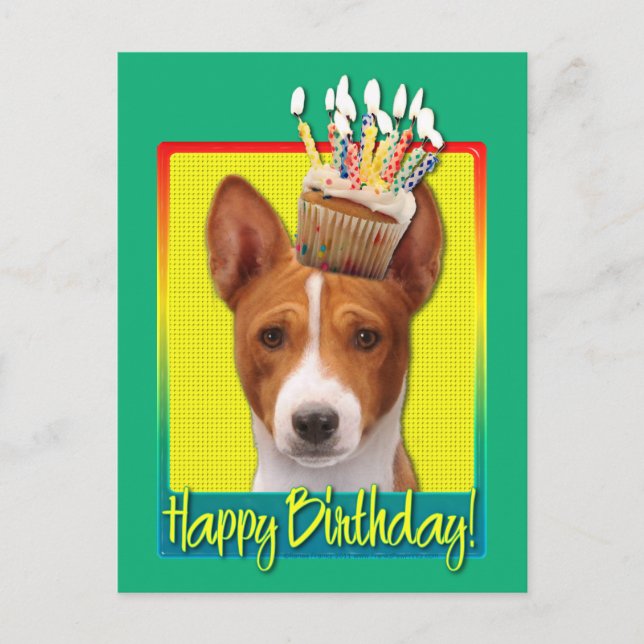Postal Torta de cumpleaños - Basenji (Anverso)