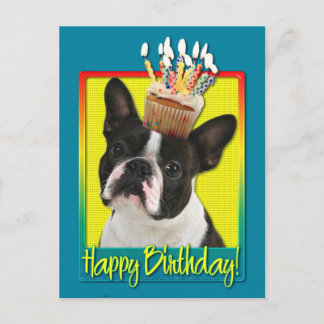 Postal Torta de cumpleaños - Boston Terrier