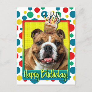 Postal Torta de cumpleaños - Bulldog - Oscuro