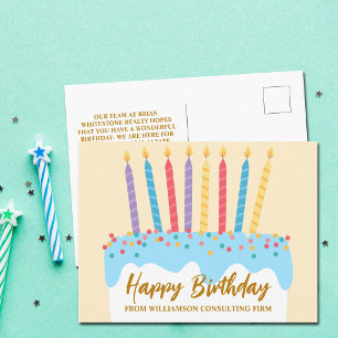 Postal Torta de Cumpleaños Chic Negocio Personalizado