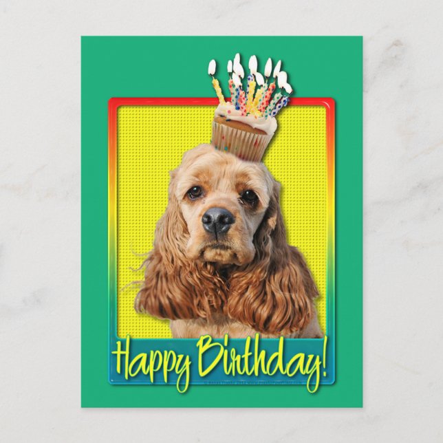 Postal Torta de cumpleaños - Cocker Spaniel (Anverso)