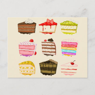 Postal Torta de cumpleaños con crema de colores