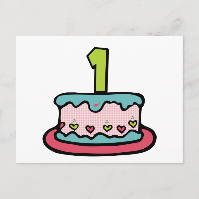 Postal Torta de cumpleaños con edad (Anverso)