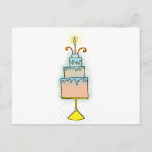 Postal Torta de CUMPLEAÑOS con las velas twirly rizadas