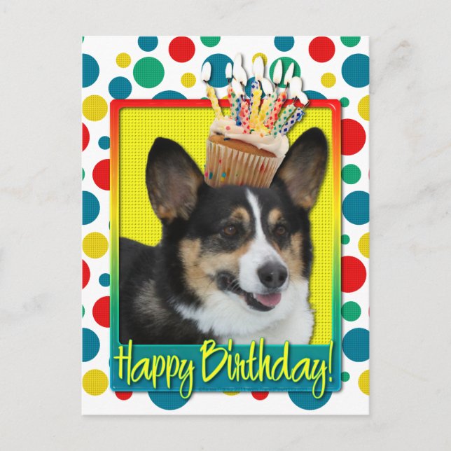 Postal Torta de cumpleaños - Corgi (Anverso)