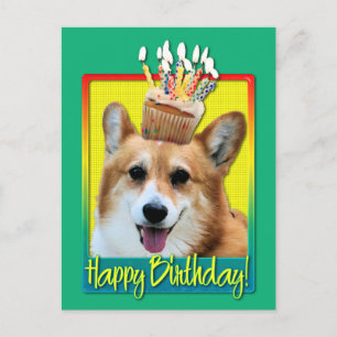 Postal Torta de cumpleaños - Corgi - Owen