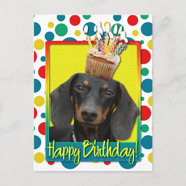 Postal Torta de cumpleaños - Dachshund - Winston (Anverso)