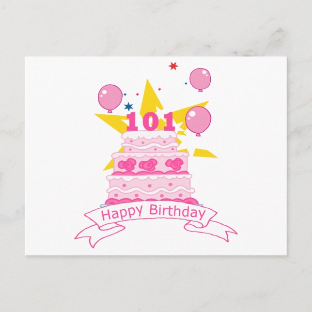 Postal Torta de cumpleaños de 101 años (Anverso)