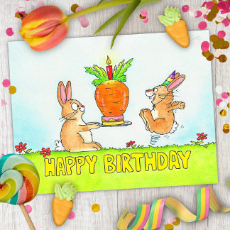 Postal Torta de cumpleaños de conejito