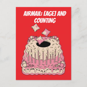 Postal Torta de cumpleaños de Cornhole Airmail broma humo