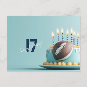 Postal Torta de cumpleaños de fútbol americano